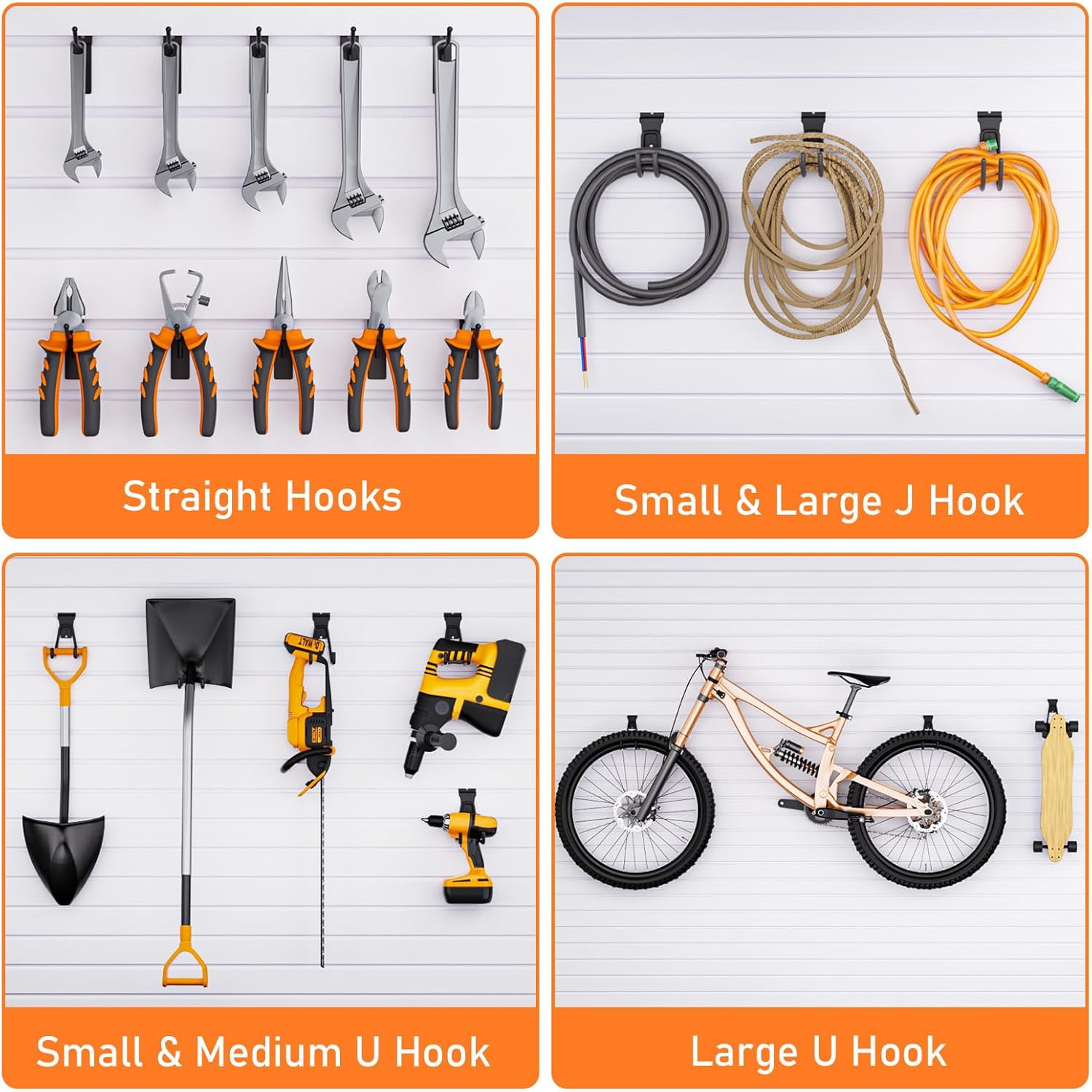 24 Pack Heavy Duty Slatwall Hooks, Black Slatwall Panel Accessories Assortment,