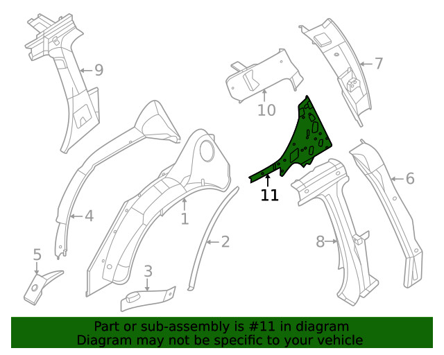 Genuine Nissan Quarter Panel 766B1-7JA0A