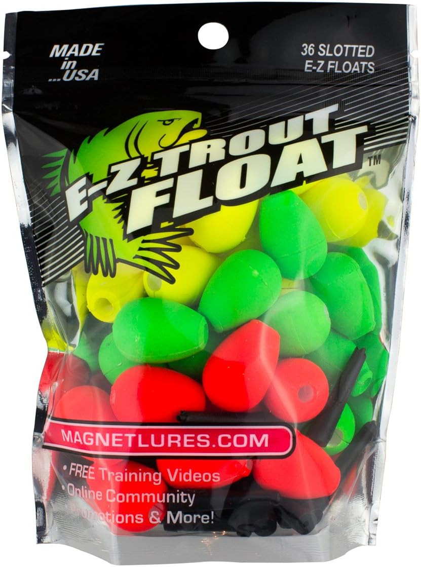 E-Z Trout Floats - 36 Easy to Adjust Slotted Fishing Bobbers - Freshwater and Sa