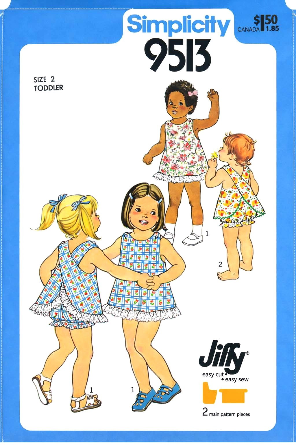 Simplicity 9513 GIRLS Sunsuit Playsuit & Panties Sewing PATTERN