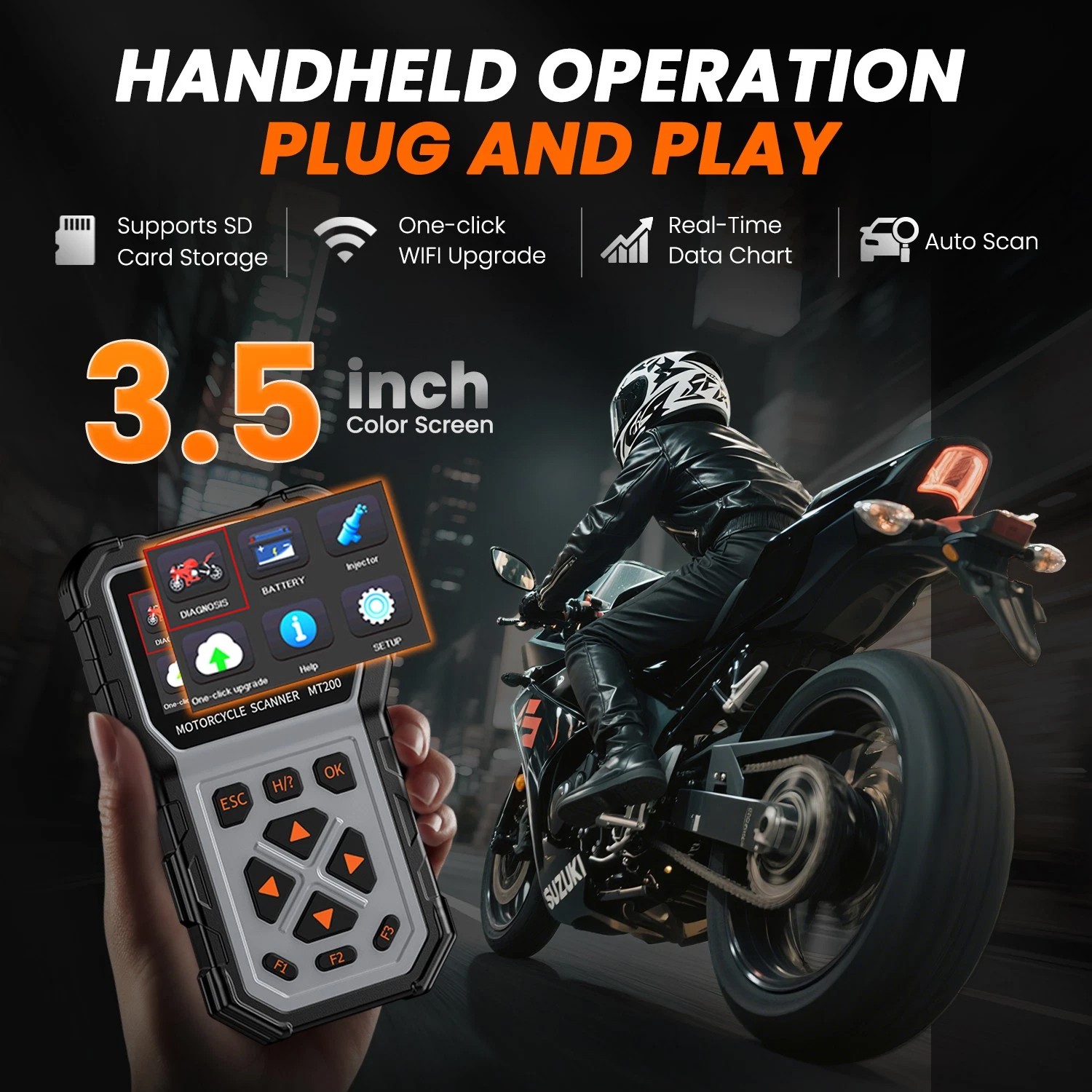 ANCEL MT200 OBD2 Motorcycle Diagnostic Scanner Code Reader For BMW BRP HARLEY