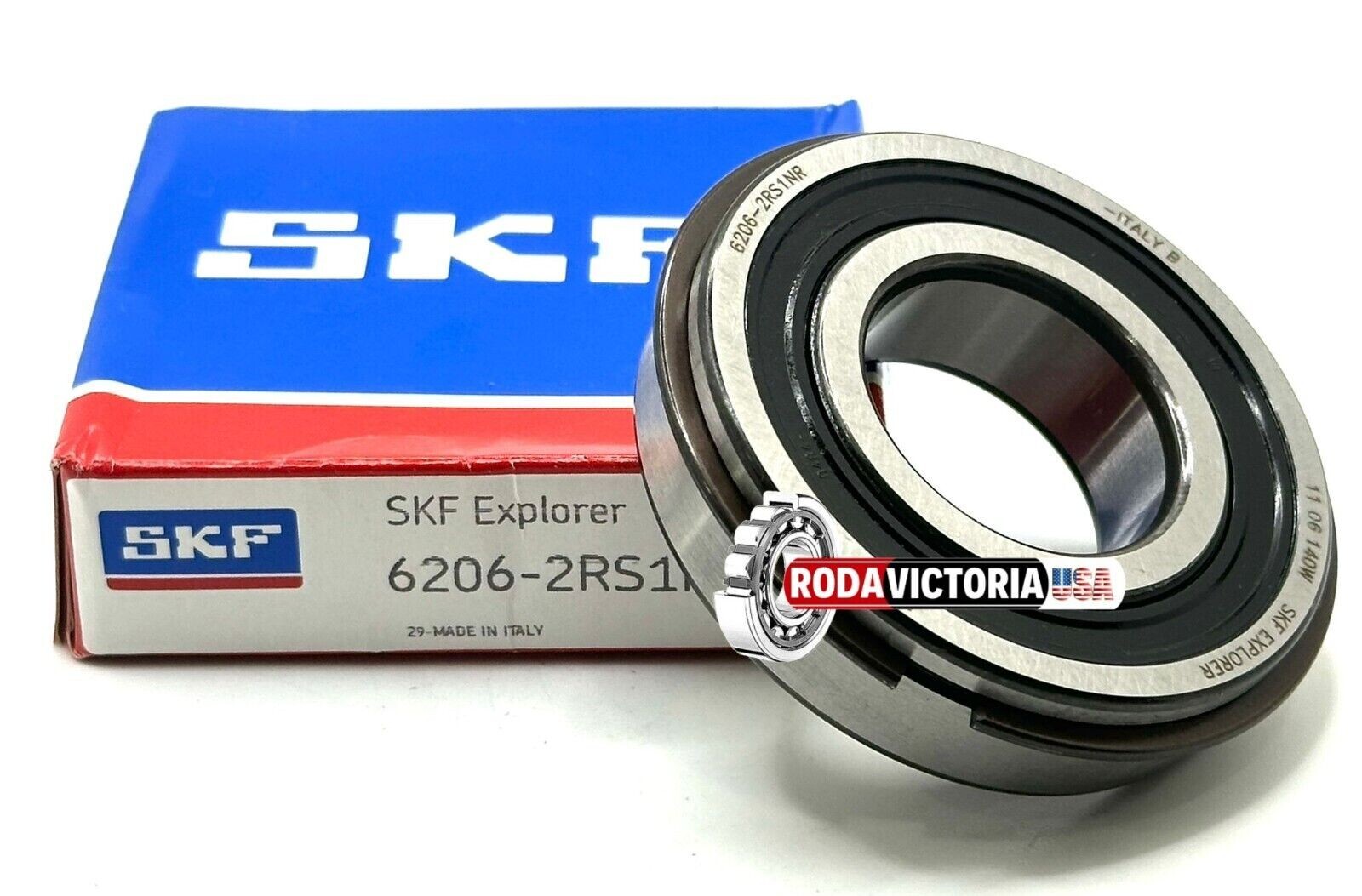 SKF 6206 2RS1 NR BALL BEARING, RUBBER SEALED + SNAP RING 30x62x16 mm