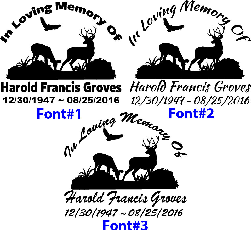 In Loving Memory - Whitetail Deer Buck Doe Bird Sticker Decal Personalized