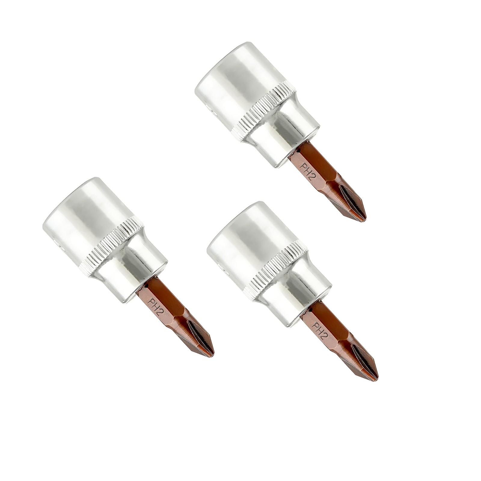 3PCS 1/4" Drive PH2 (#2) Phillips Bit Socket, S2 Steel Screwdriver Bits, Heat...
