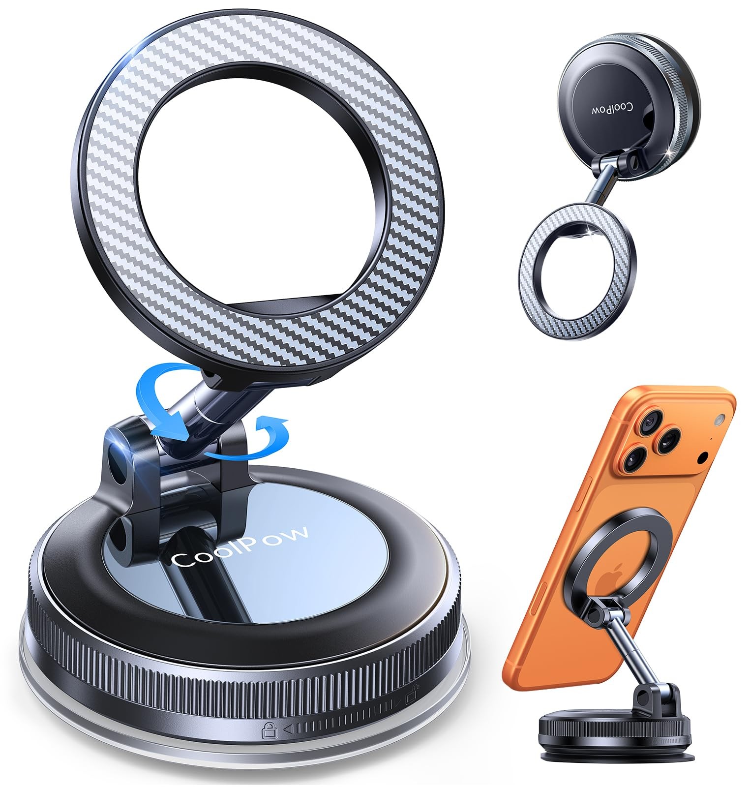 【Newest Vacuum Magnetic Phone Holder for Car Phone Holder Mount【Movable Vacuu...