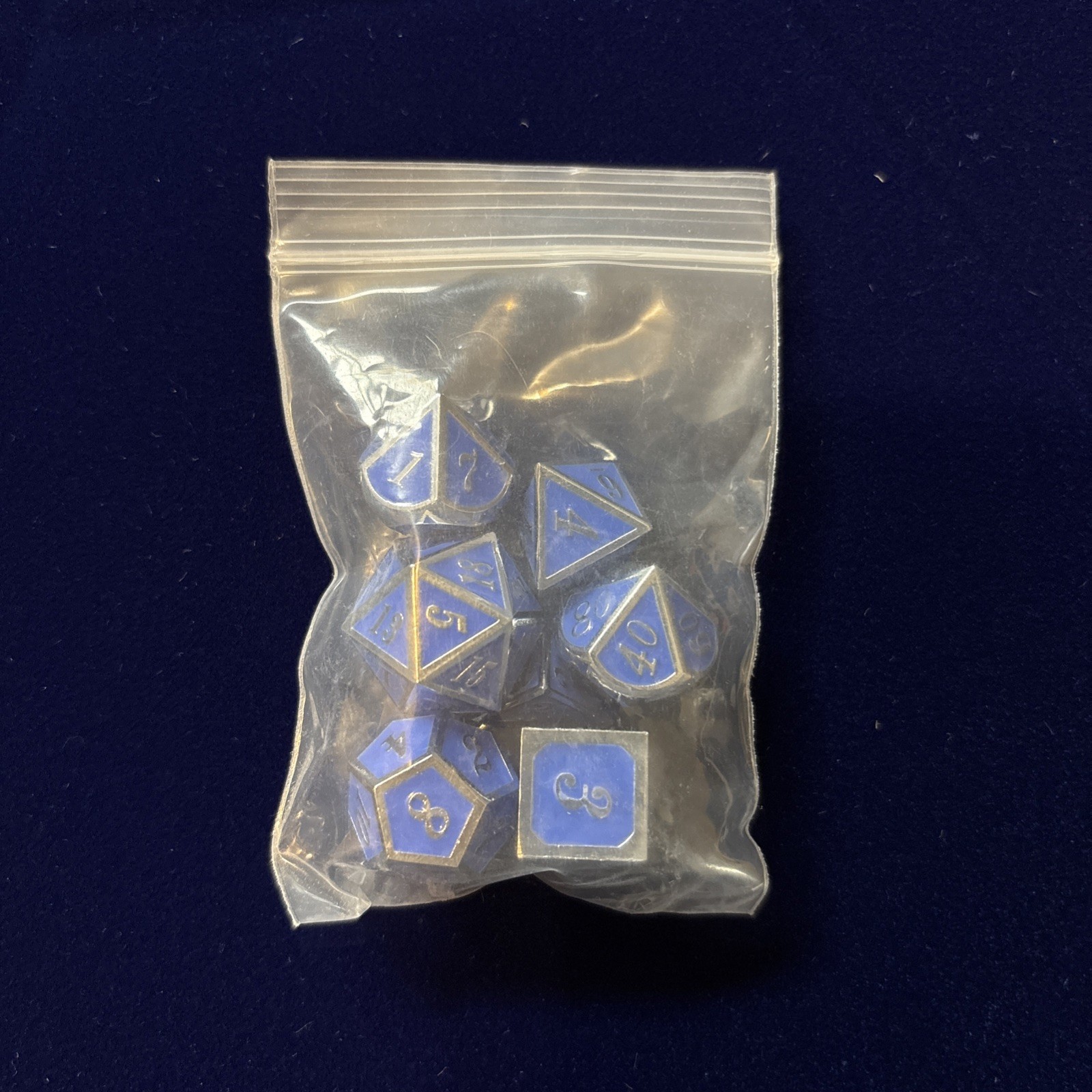 Polyhedral Metal 7Pc Dice Set Blue/Silver