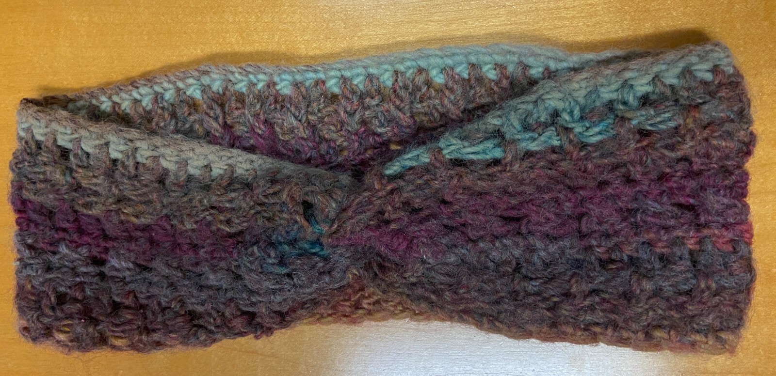 Knitted Pink Multicolor Twisted Headband