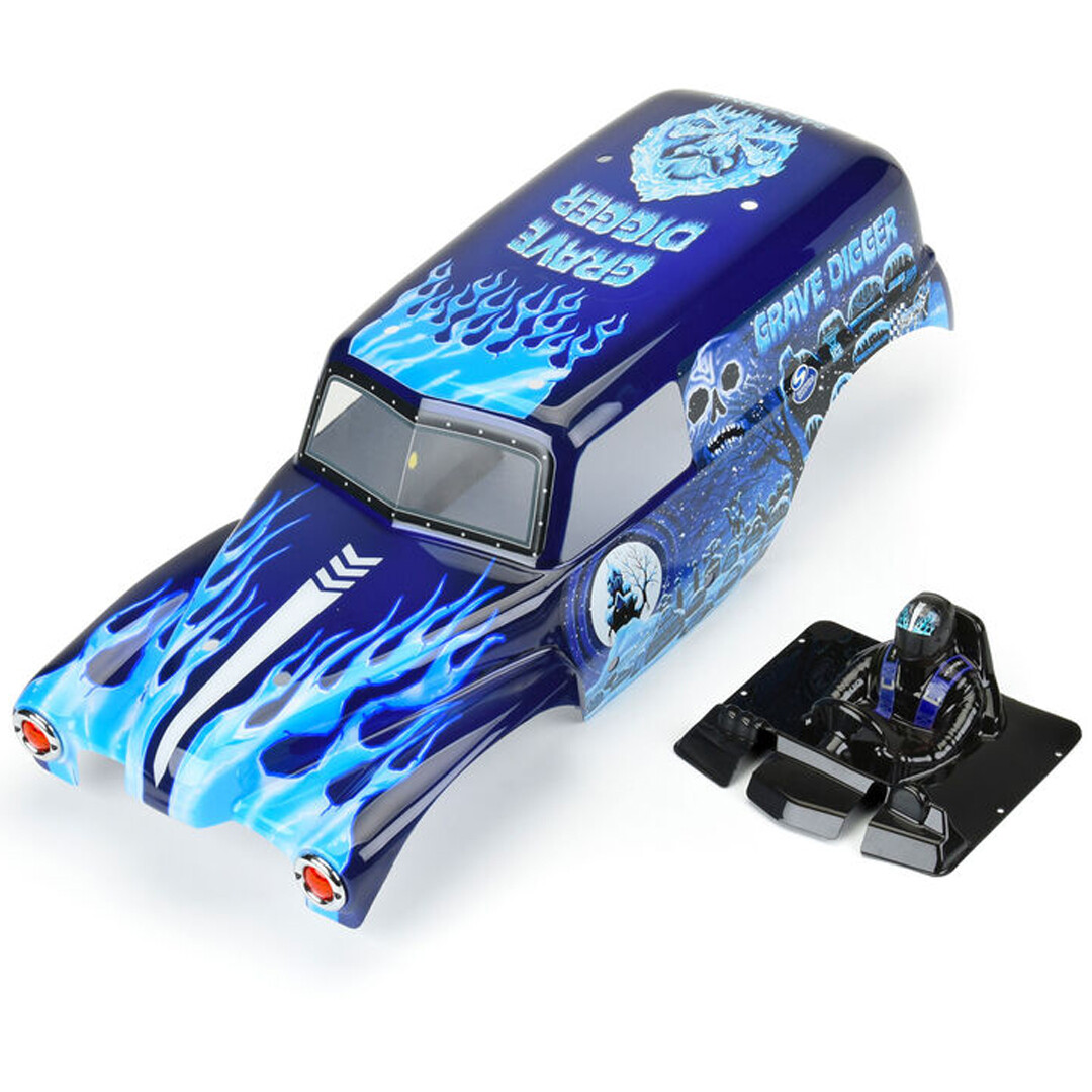 Pro-Line 3593-13 1/10 Grave Digger Ice Blue Painted Body Set for Losi LMT