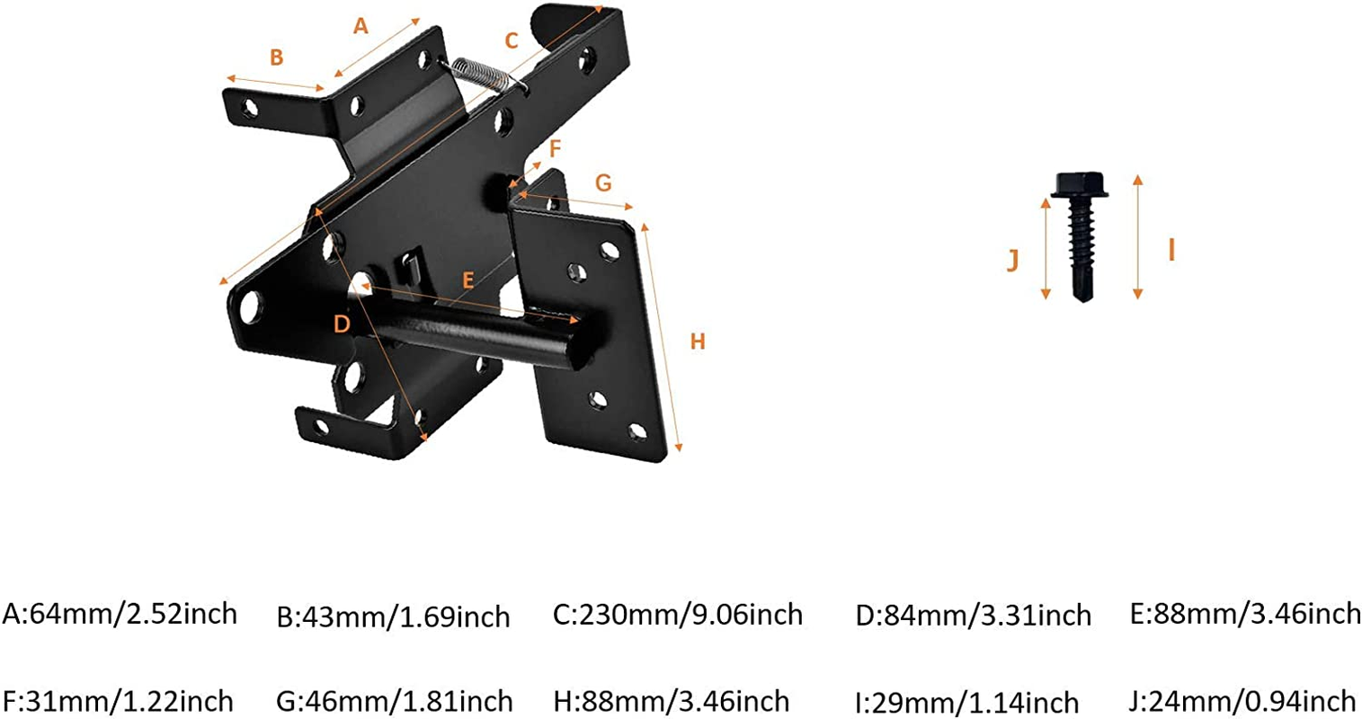 Gate Latch - Heavy Duty Self-Locking - Black Finish - Post Mount by LAJIAOZ
