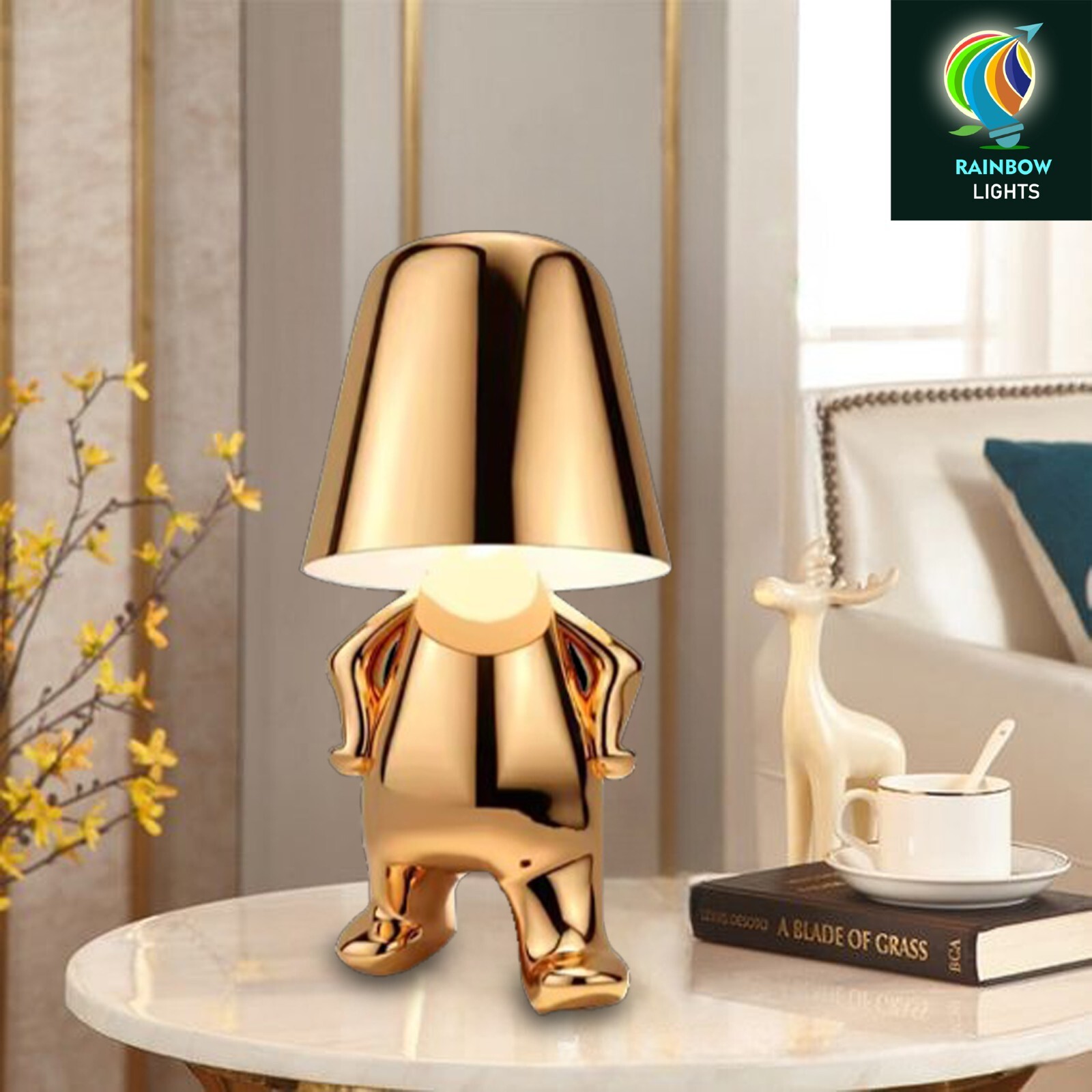 Golden Color Thinker Touch LED Desk Lamp With 3 Dimmable Lights