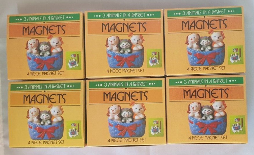 6 Boxes of 3 Animals In A Basket 4 Piece Magnets & 1 Train Magnet Set