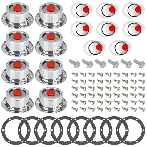 8 Pack 343-4009 Trailer Hub Caps with Oil Window Cover Kit 8 Set 343 8PCS SET