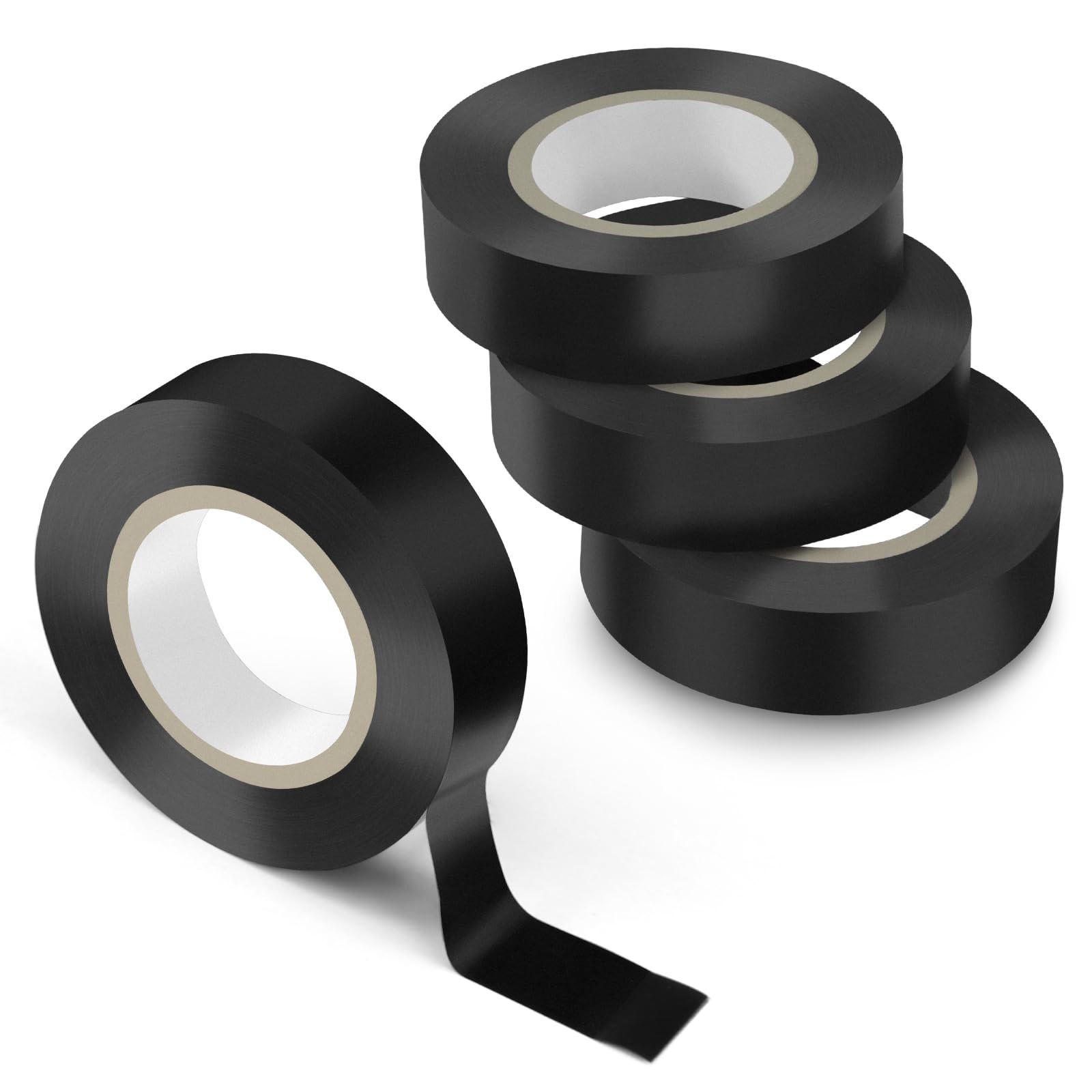 Electrical Tape 4pcs 0.7inch x 66ft, Professional Black Electric Tape for Hom...