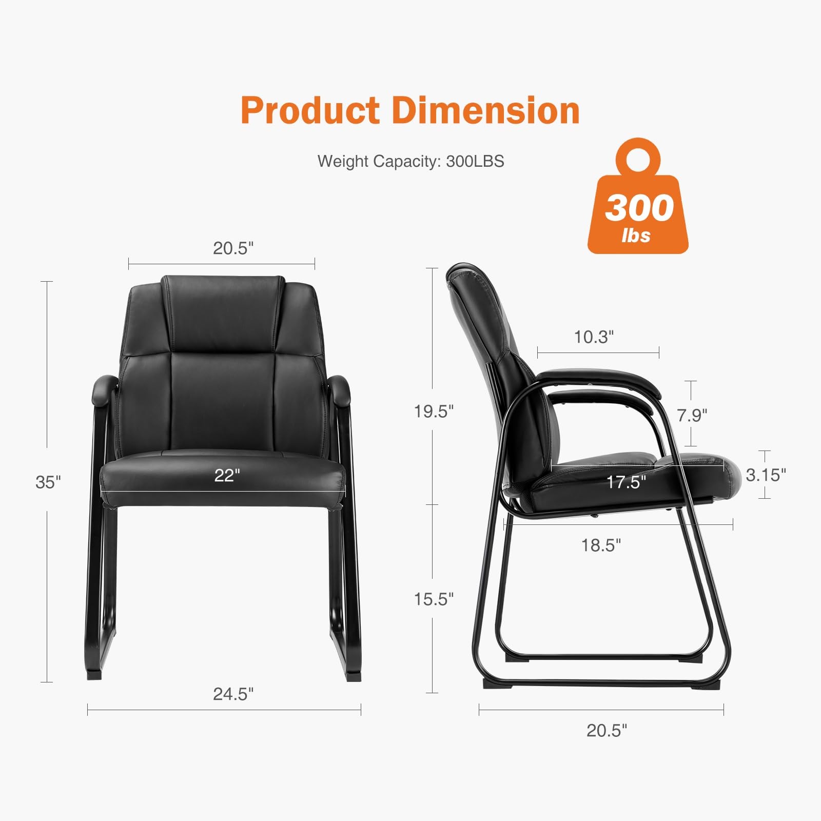 Waiting Room Guest Chair Set of 2, Stationary Office Reception Chairs No Whee...