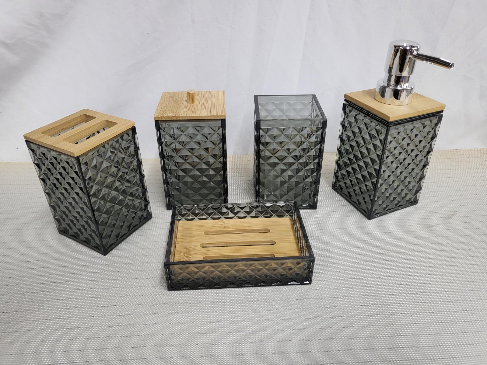 Acrylic 5 Piece Bathroom Set Smoked Black
