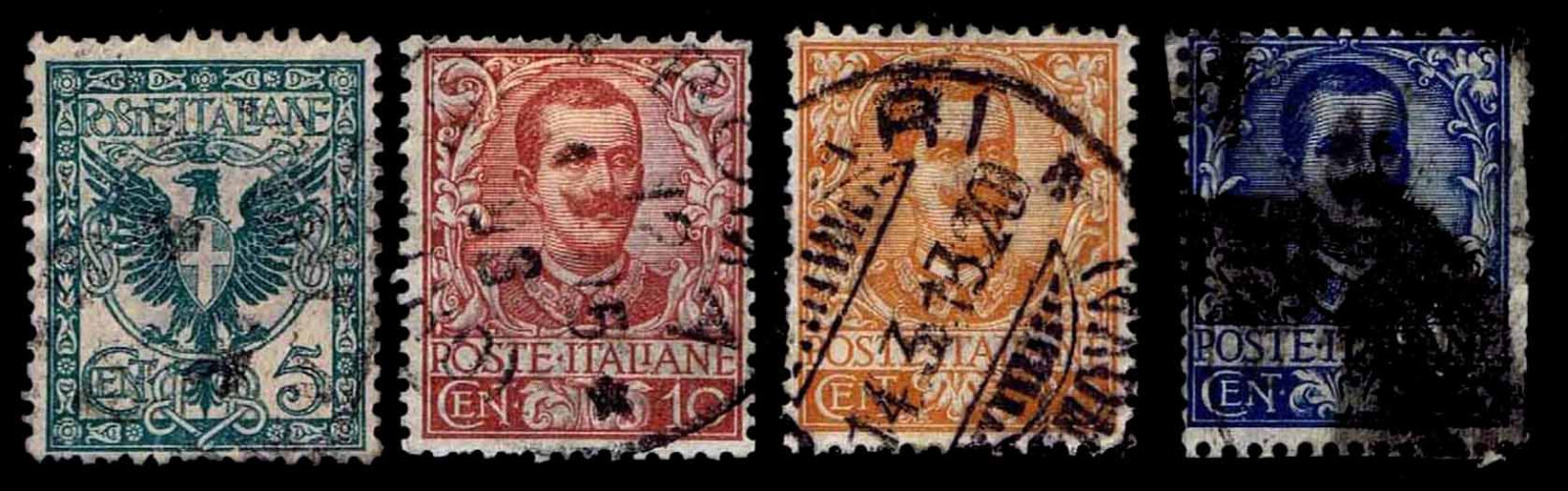 1901-26 ITALY#78-81 VICTOR EMMANUEL III  - USED - VF - CV$7.10 (ESP#1203)