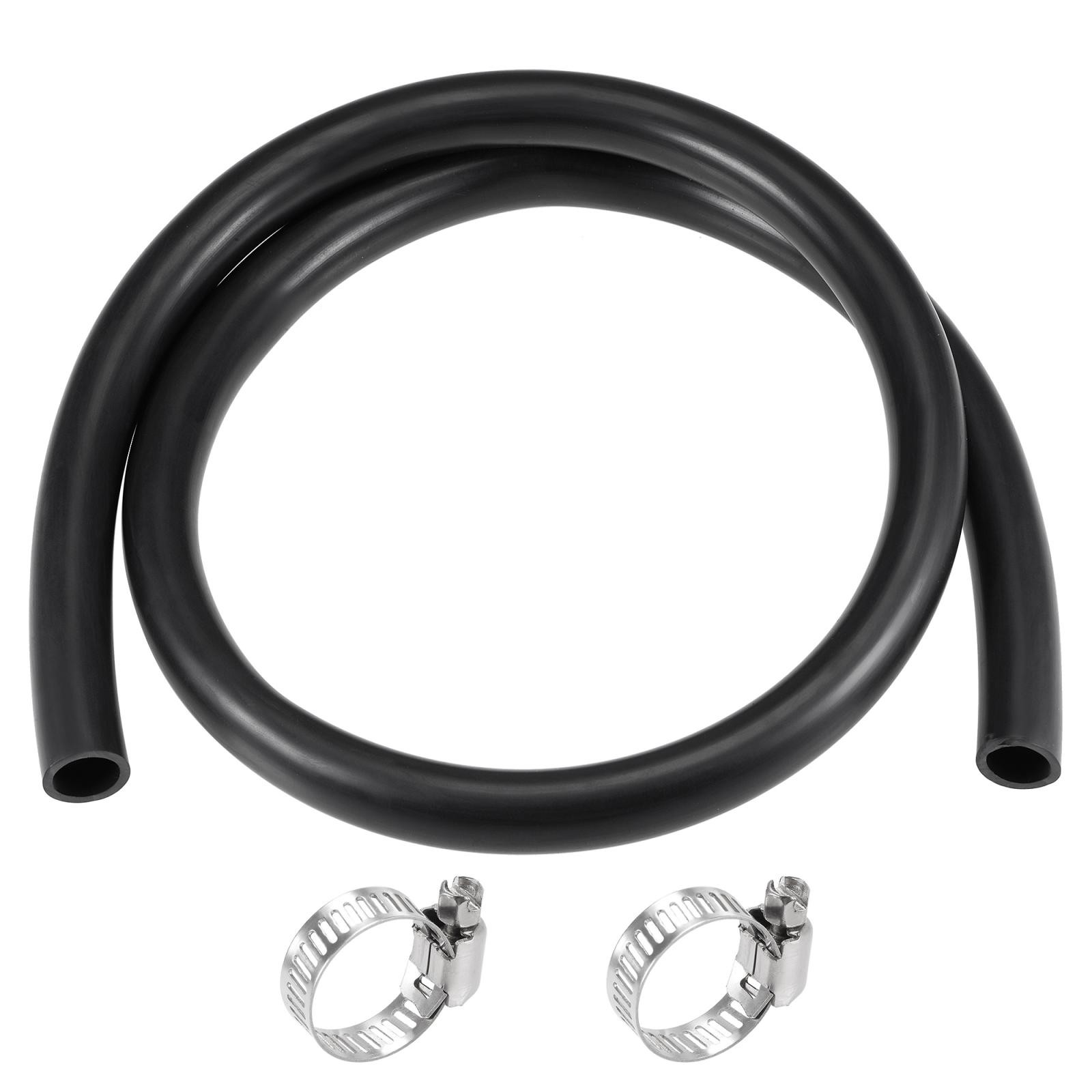 Fuel Line Hose 14mm ID 18mm OD 3.3ft Oil Line Rubber Black, 2 Clamps