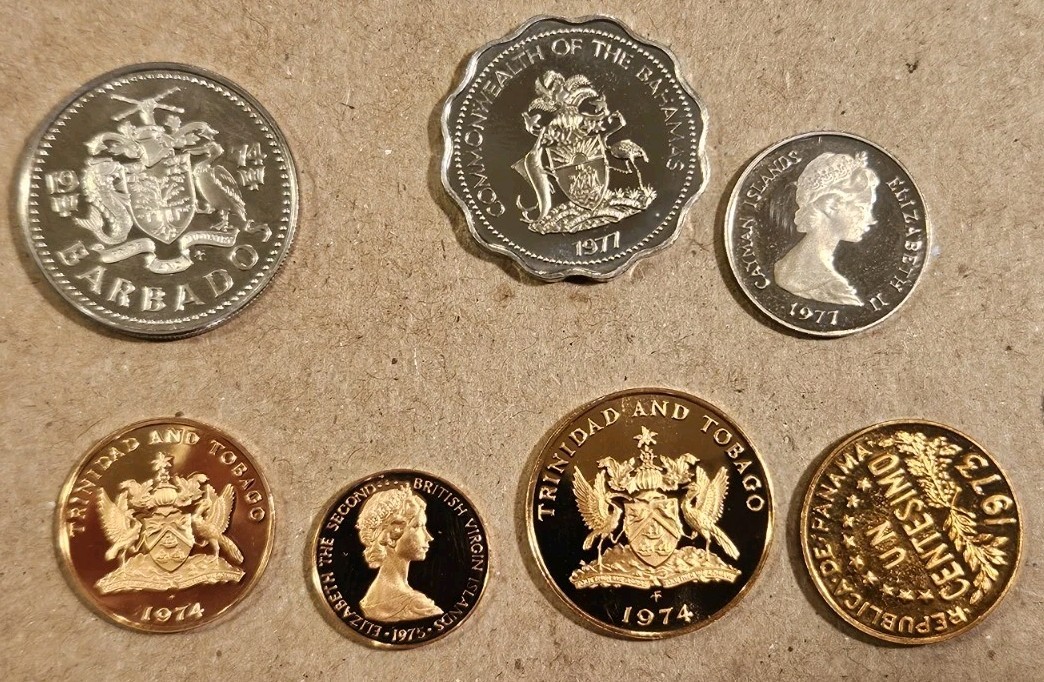 1970s Franklin Mint proof coins from Caribbean nations (low-mintage proof)