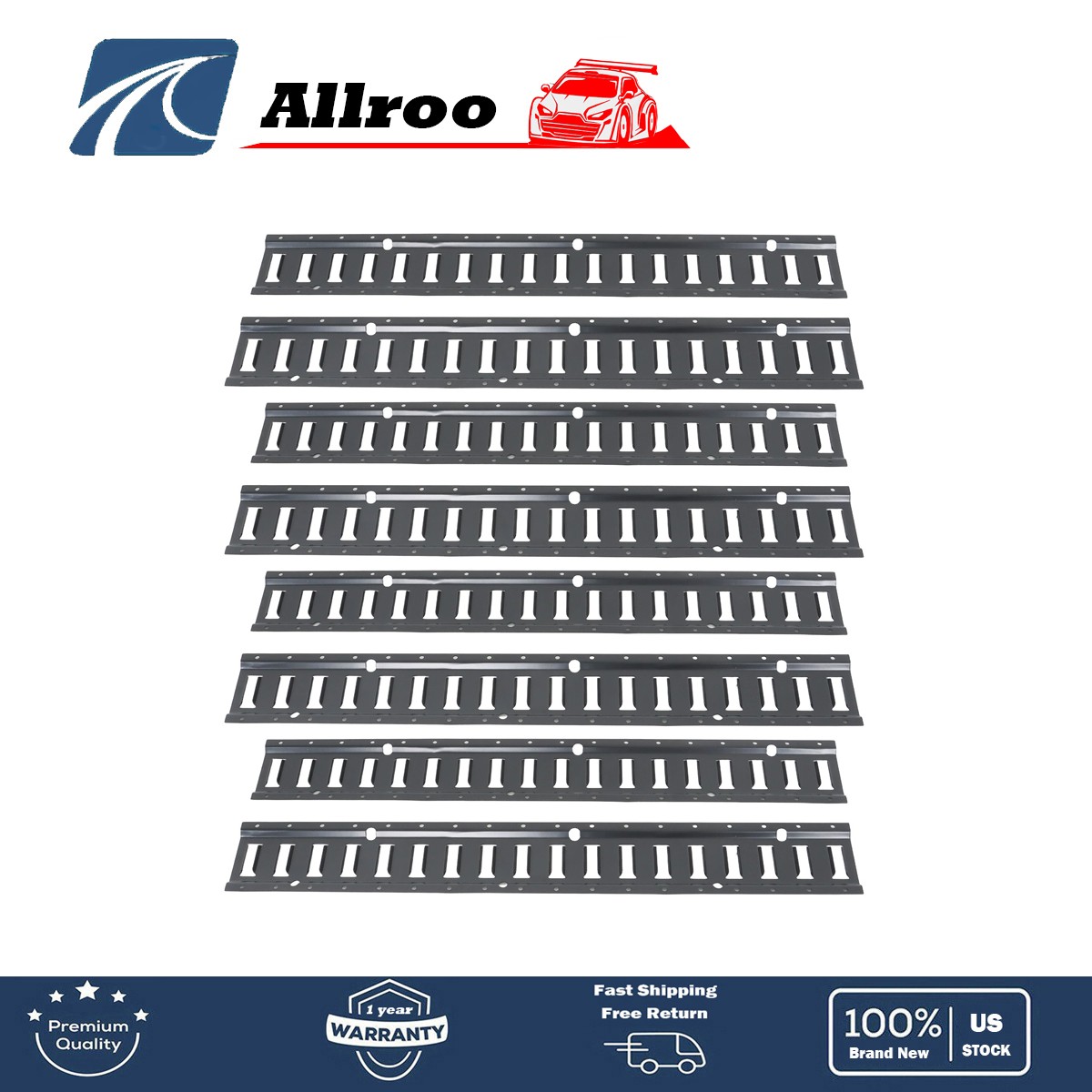 8 Pack For 3ft Powder-Coated Steel Enclosed Trailer E Track Rails Tie Down New