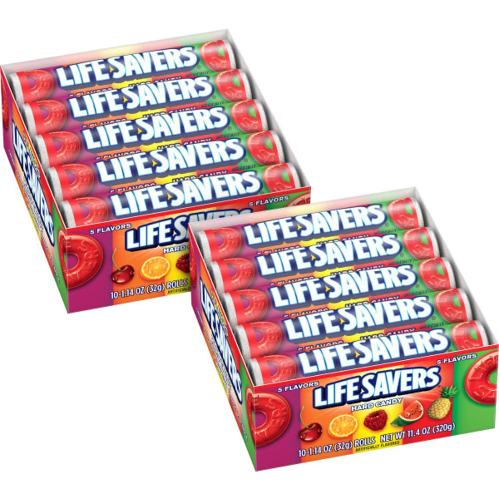 5 Flavors Hard Candy Bulk Pack, 1.14 Oz Roll (Pack of 20)