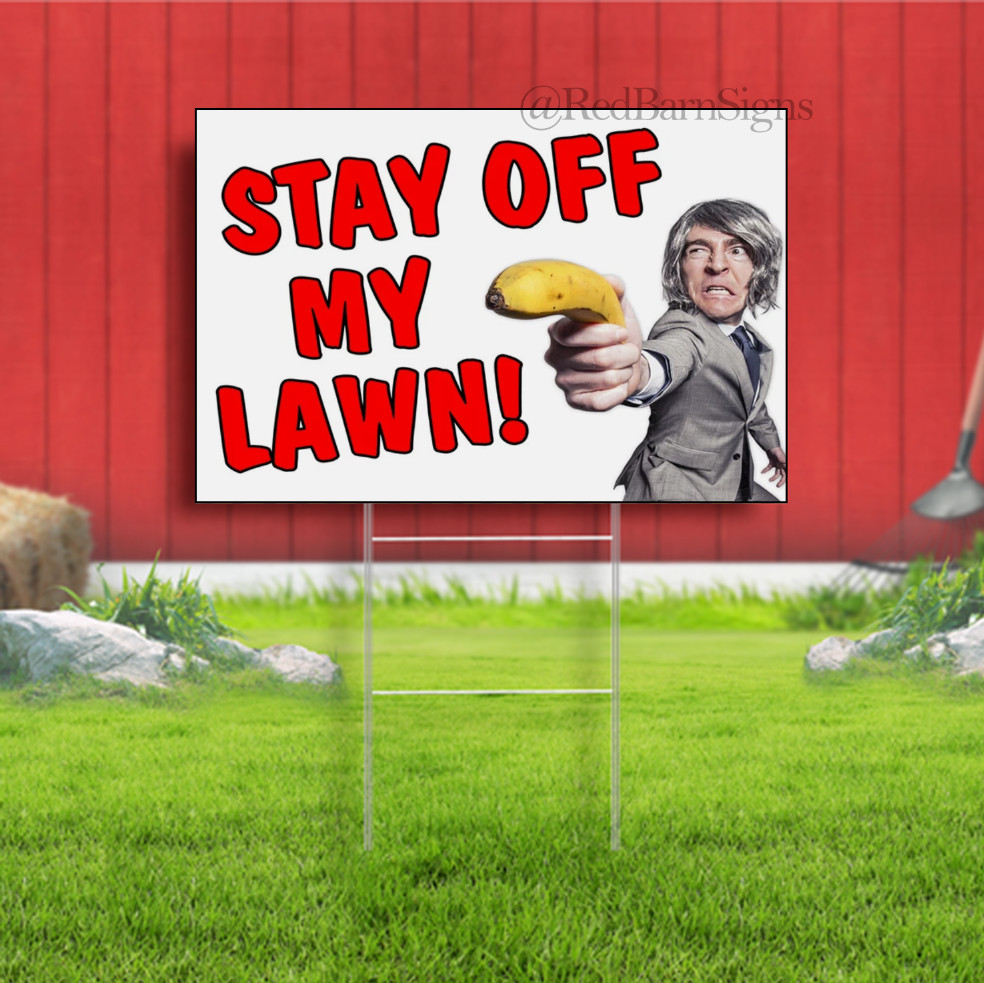 STAY OFF MY LAWN Indoor Outdoor Yard Sign with metal stakes