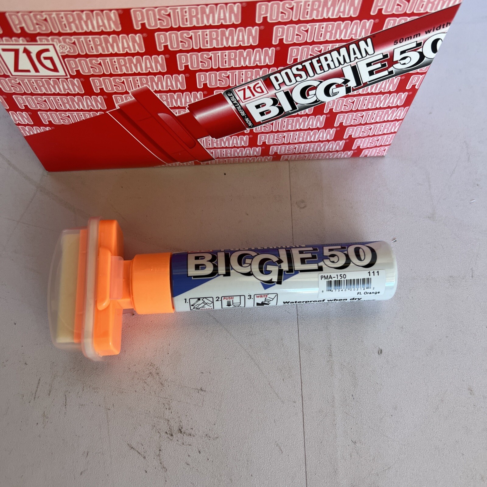 ZIG Posterman Biggie - 50MM Wide Nib Waterproof GRAFFITI Marker Orange 6CT Case