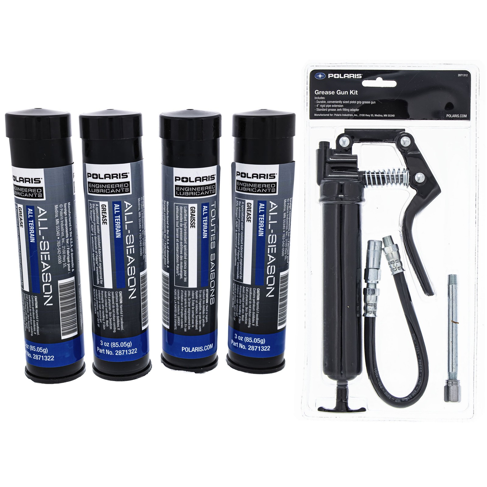 Polaris 4 Pack Of 3Oz All Season Grease Gun Kit 2871322 2871312