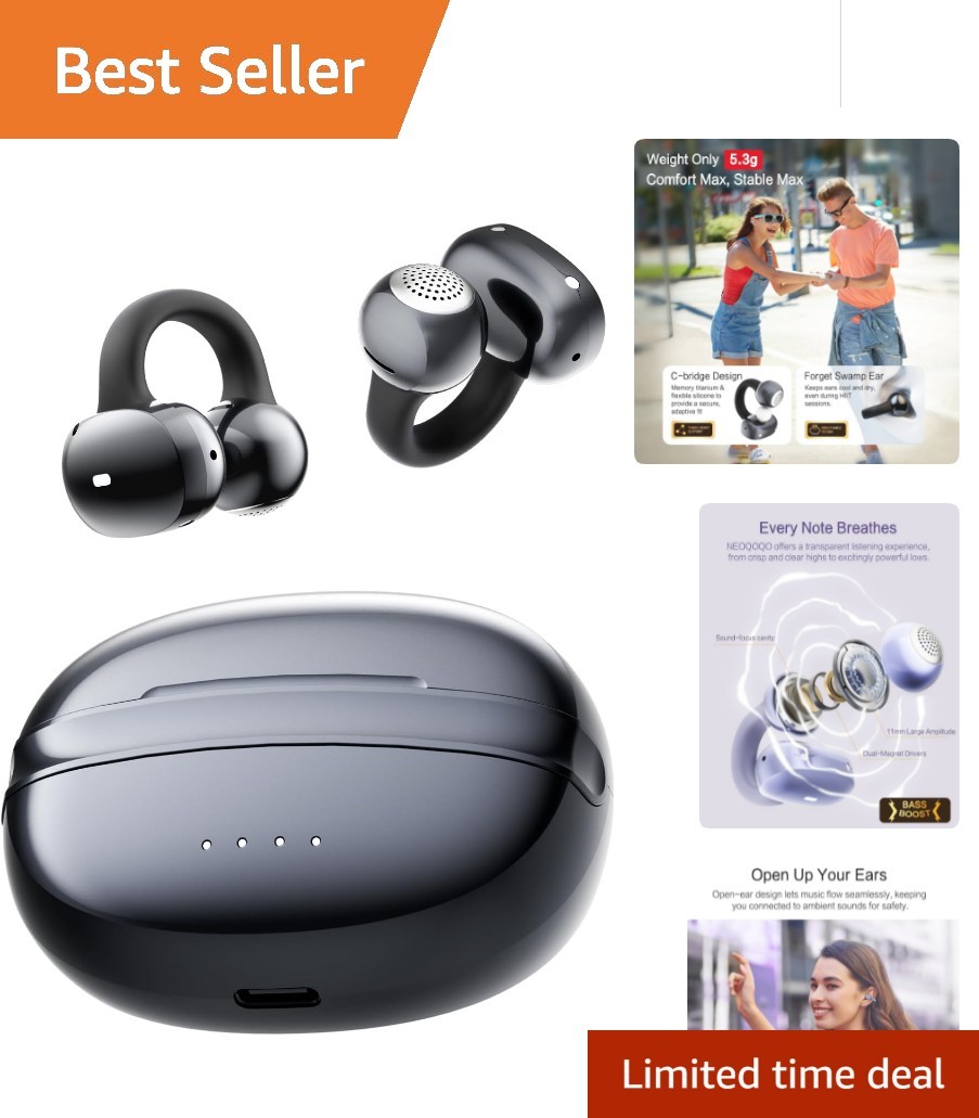 A50 Bluetooth Open Ear Earbuds: 48H Playtime, Lightweight & Ready for Adventure