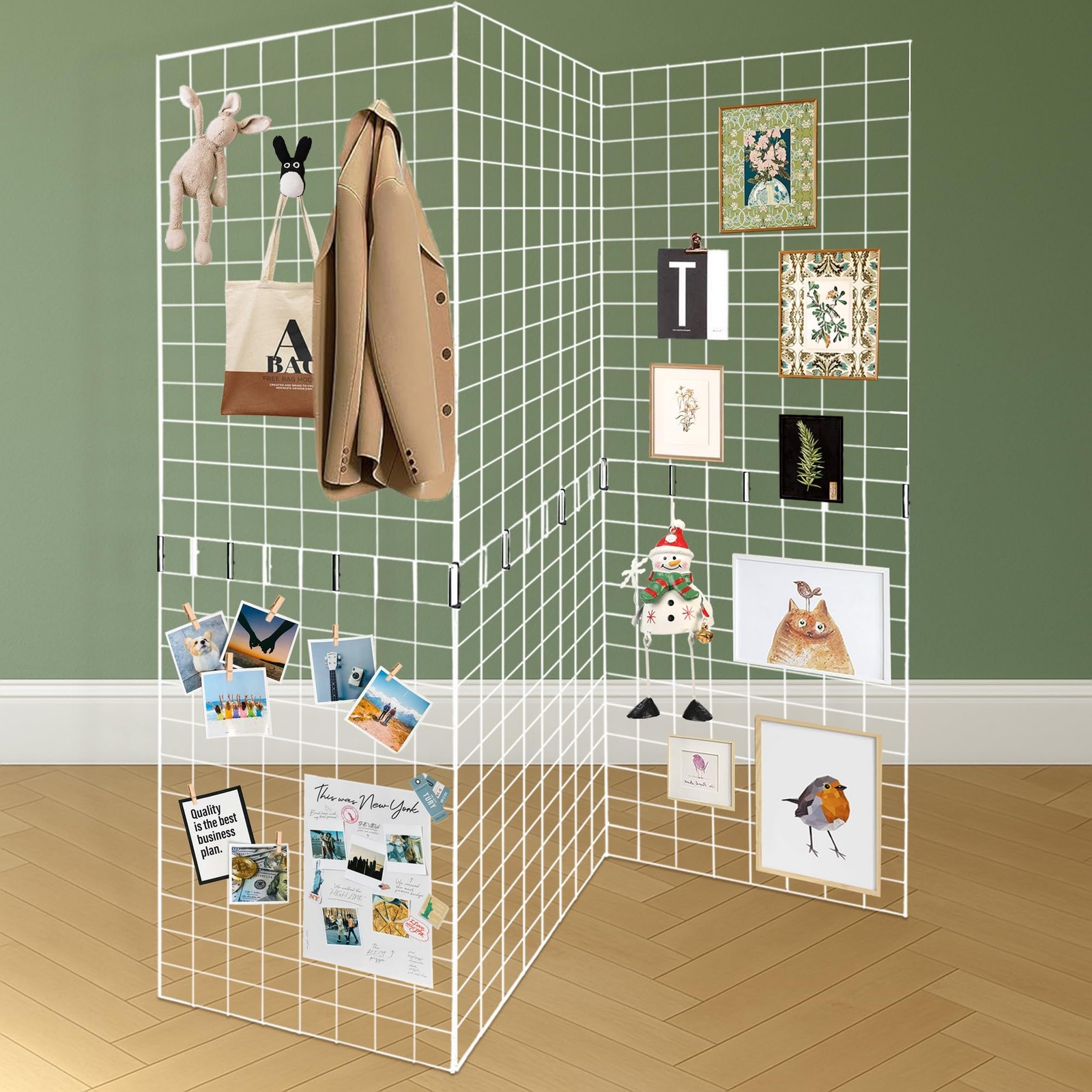 koretech 2'x3' White Grid Wall Panels 3 Pcs