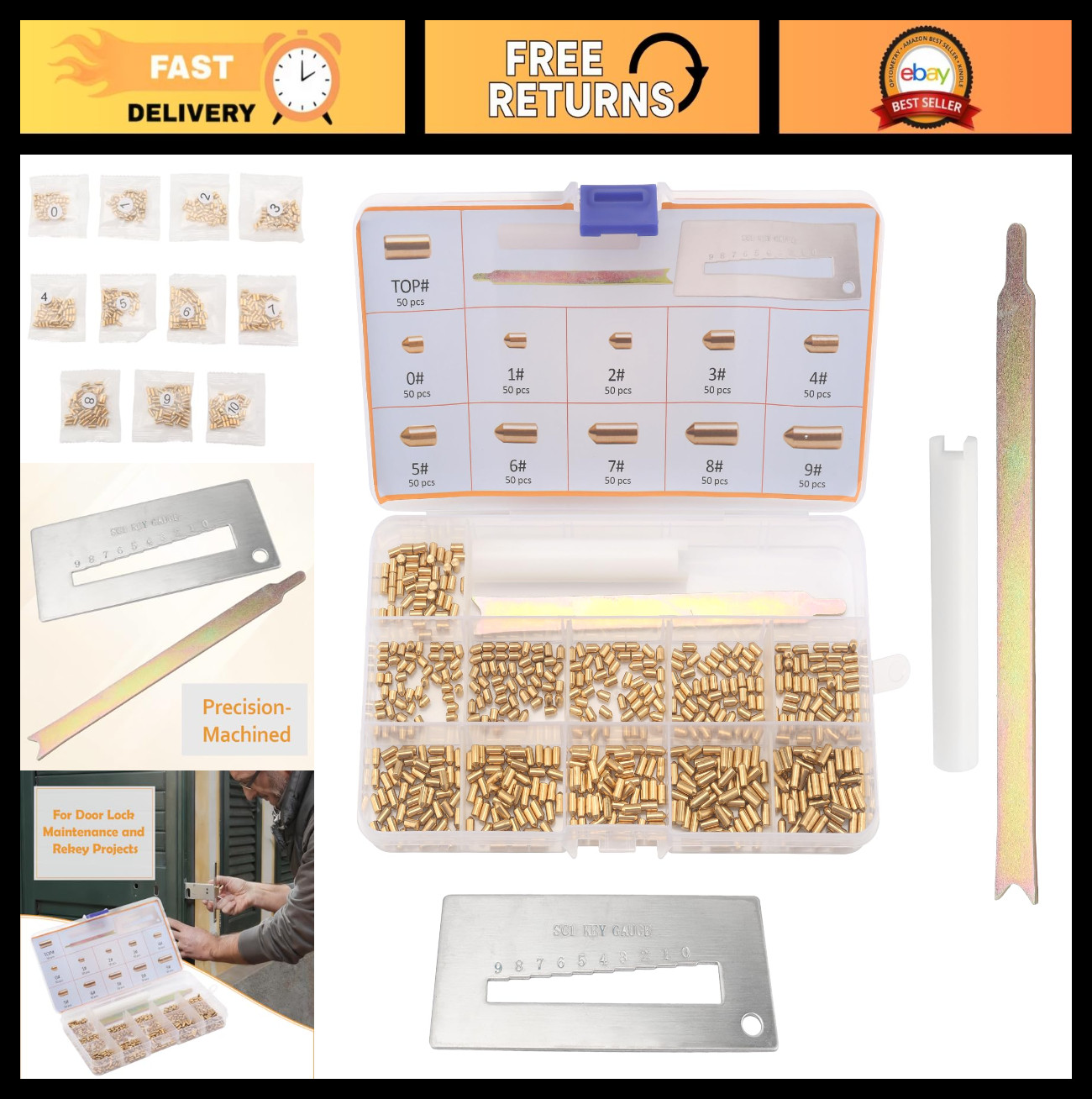 Rekeying Kit for Home Security Door Locks - Keyway SC1/SC4, 50 Bottom Pins