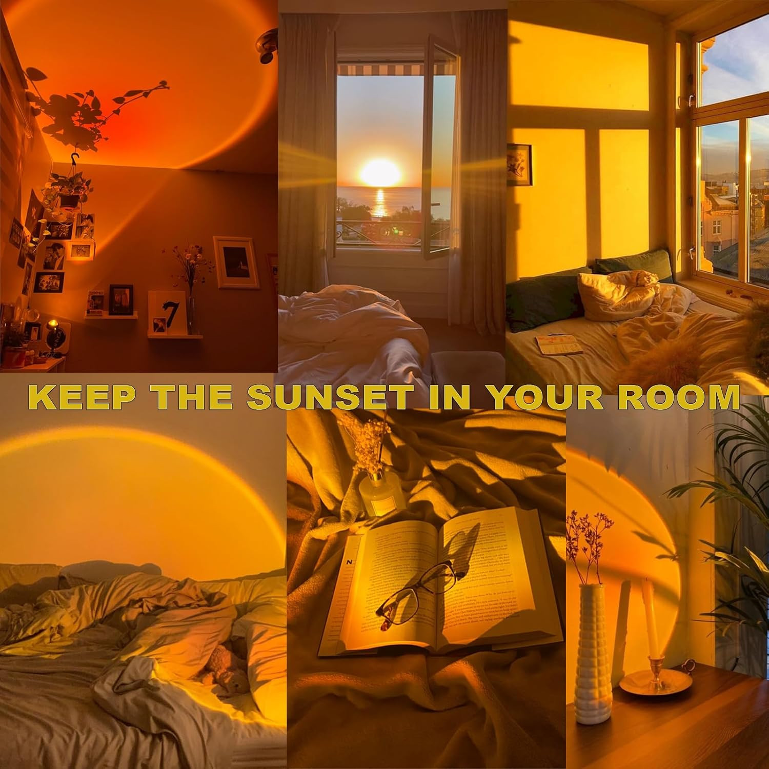 CORATED Sunset Lamp, Projector Light 180 Degree Rotation Sunset-Red