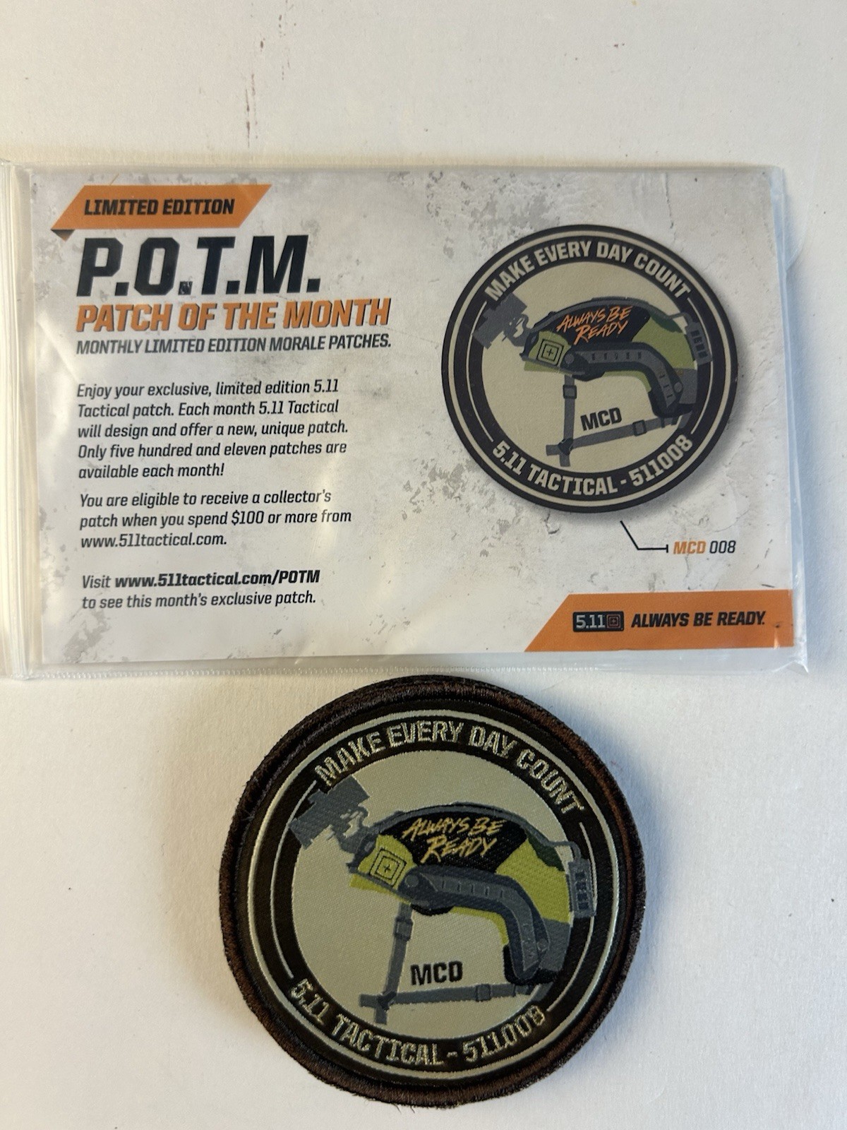 5.11 Tactical POTM Patch Of The Month Aug 2014 MCD Op Helmet 511008