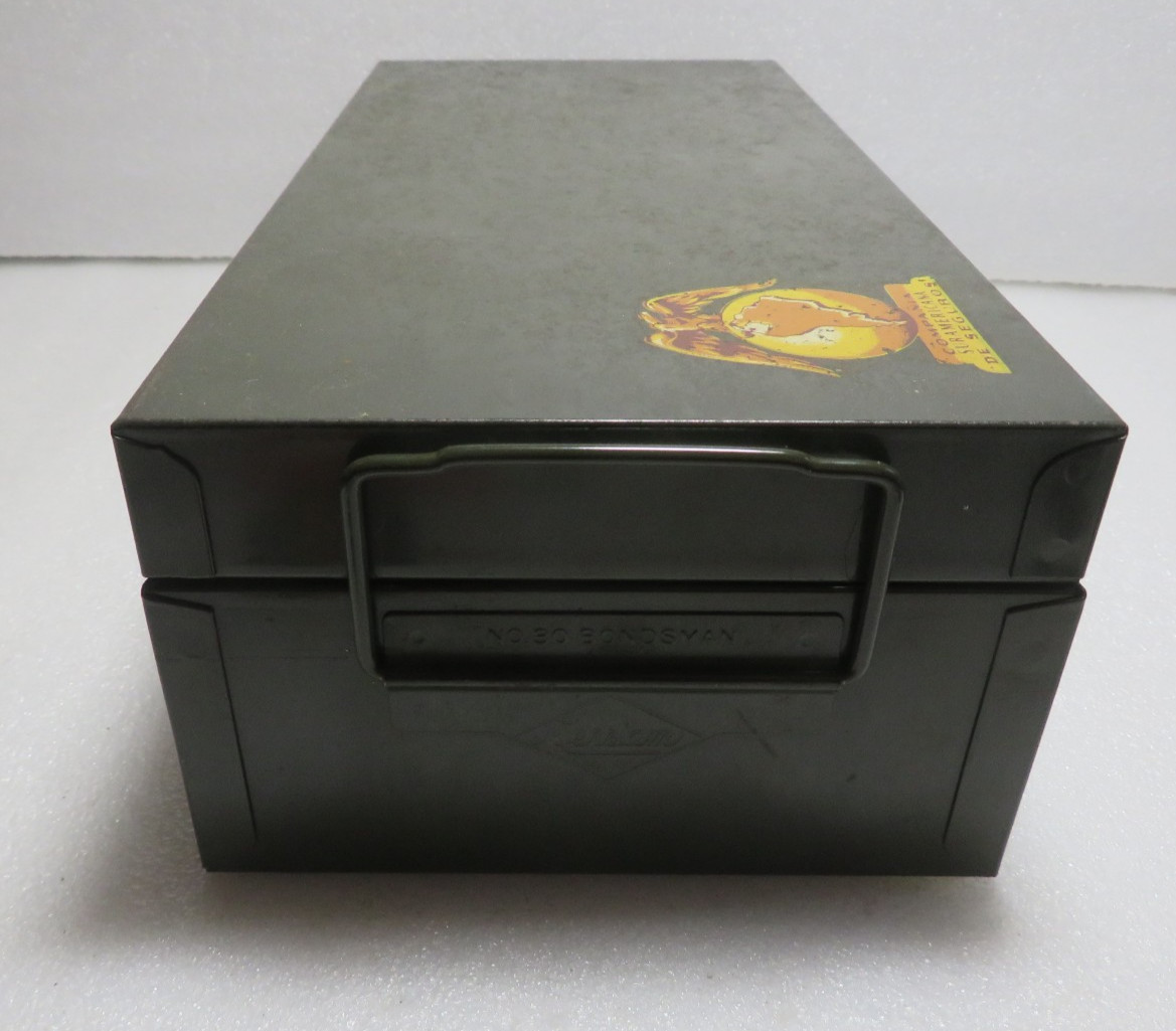 Vintage Metal Army Green Colombian Military Storage lock Box no key 11.5"x5.75"