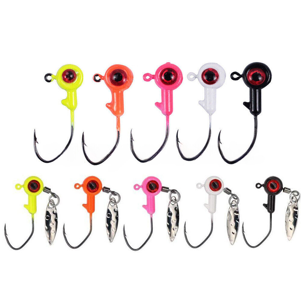 25/50PCS Jig Head Spinner Fishing Hooks Bass Crappie 5 Color 1/32 1/16 1/8oz