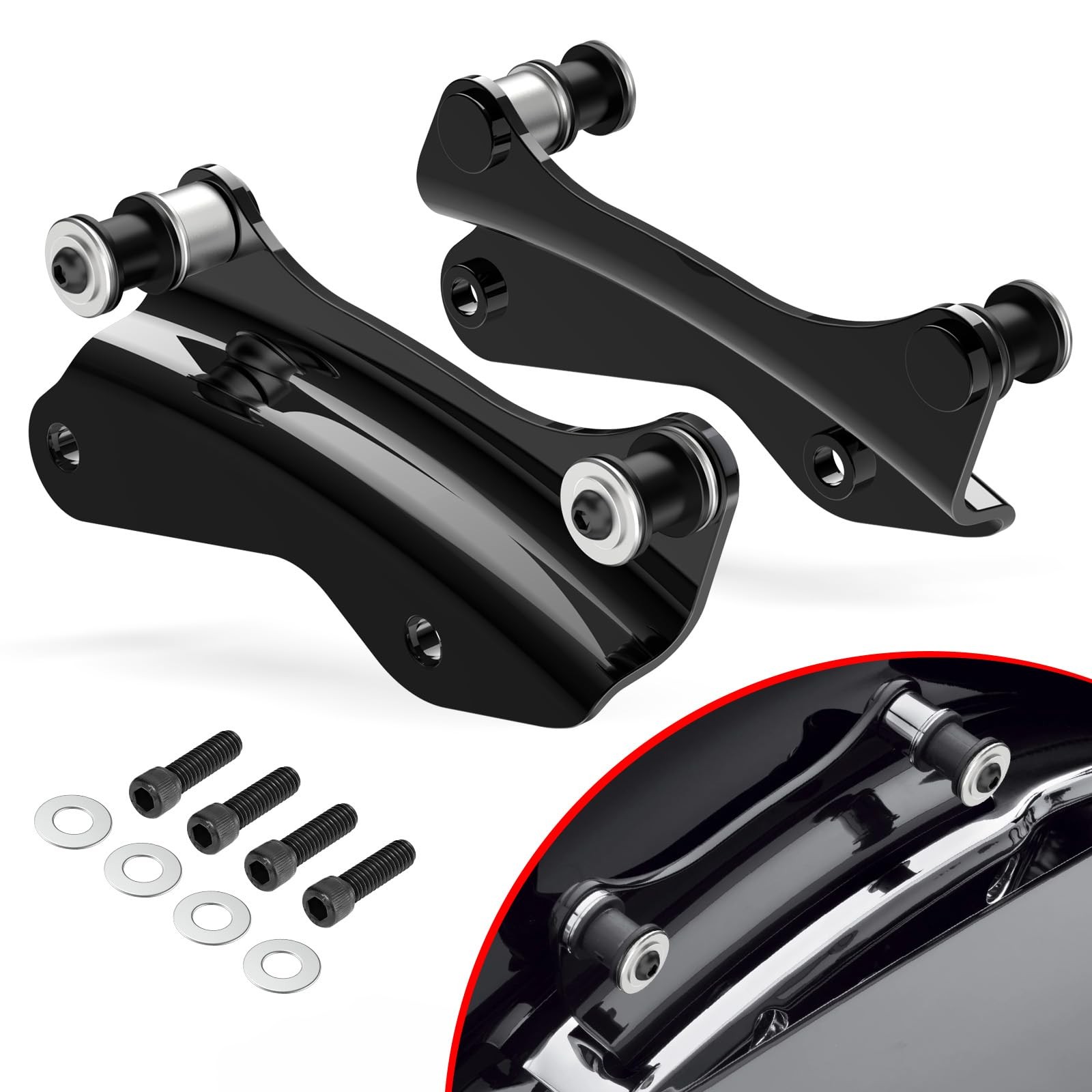 Vivid Black 4 Point Docking Hardware Kit Compatible for Harley Davidson Touri...