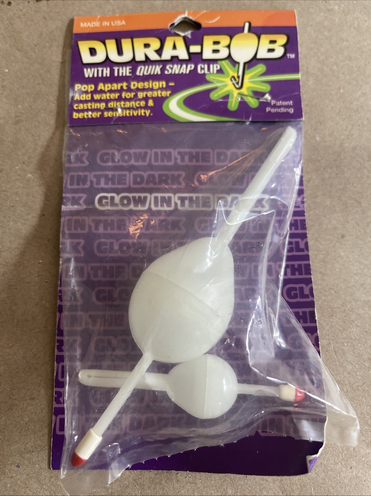 Vintage Dura-Bob Slip-float Bobbers With Brand New In Pack Quick Snap Glow Dark