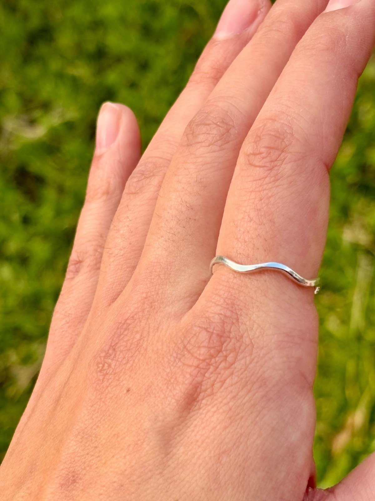 hand made fine silver 999. stacking Minimalist thin ring Big waves . 1 ring