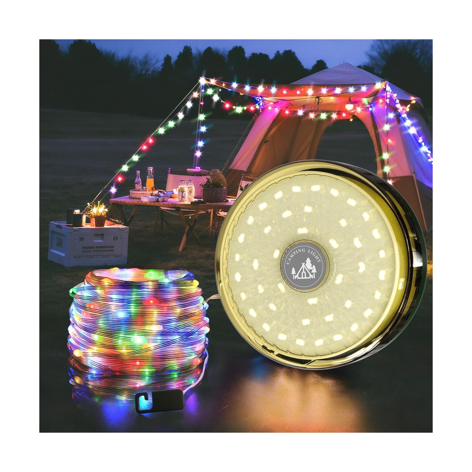 Camping String Lights, 4000mAh Rechargeable Tent Lights String with... Fast Ship