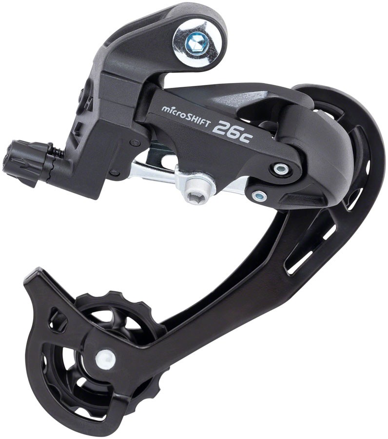 microSHIFT M26C Rear Derailleur - 7/8 Speed, Long Cage, for 13-34t Freewheel, Bl