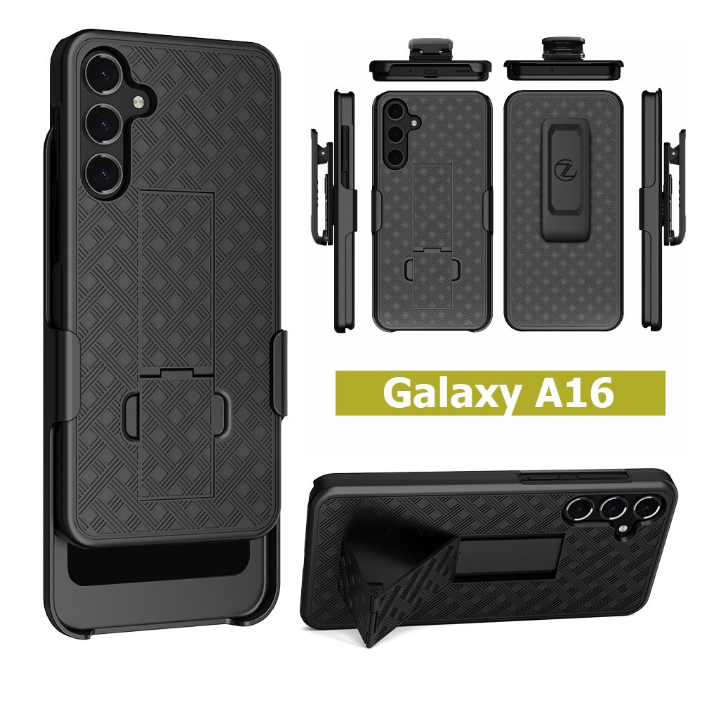 For Samsung Galaxy A16 5G - Holster Case Cover Belt Clip Stand Slim Light Black