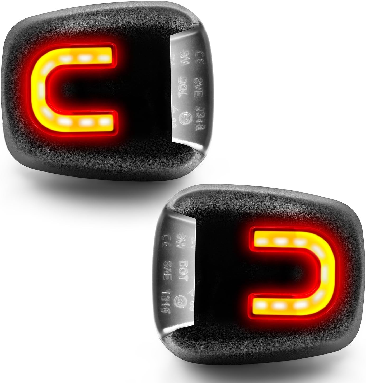 White LED License Plate Lights with Red U-shaped Light Strip Rear Bumper Tag Lam