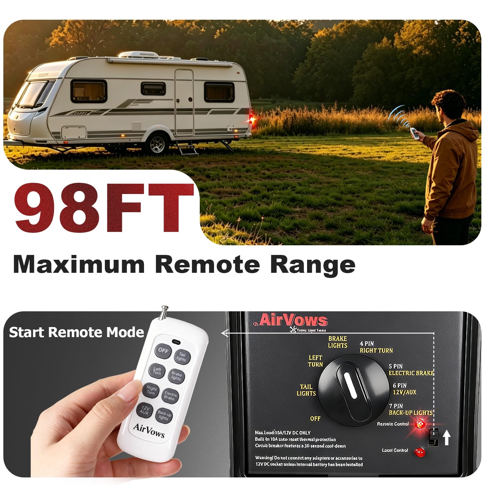 Trailer Light Tester Box with 12V 12Ah Battery,Remote Control Function Black