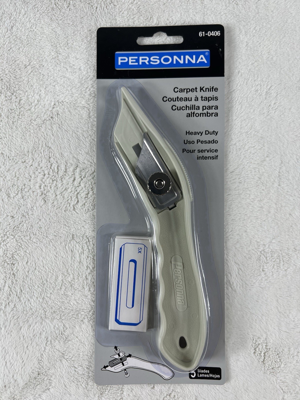 Personna Heavy Duty Carpet Knife 61-0406 with 5 Blades NIB American Safety Razor
