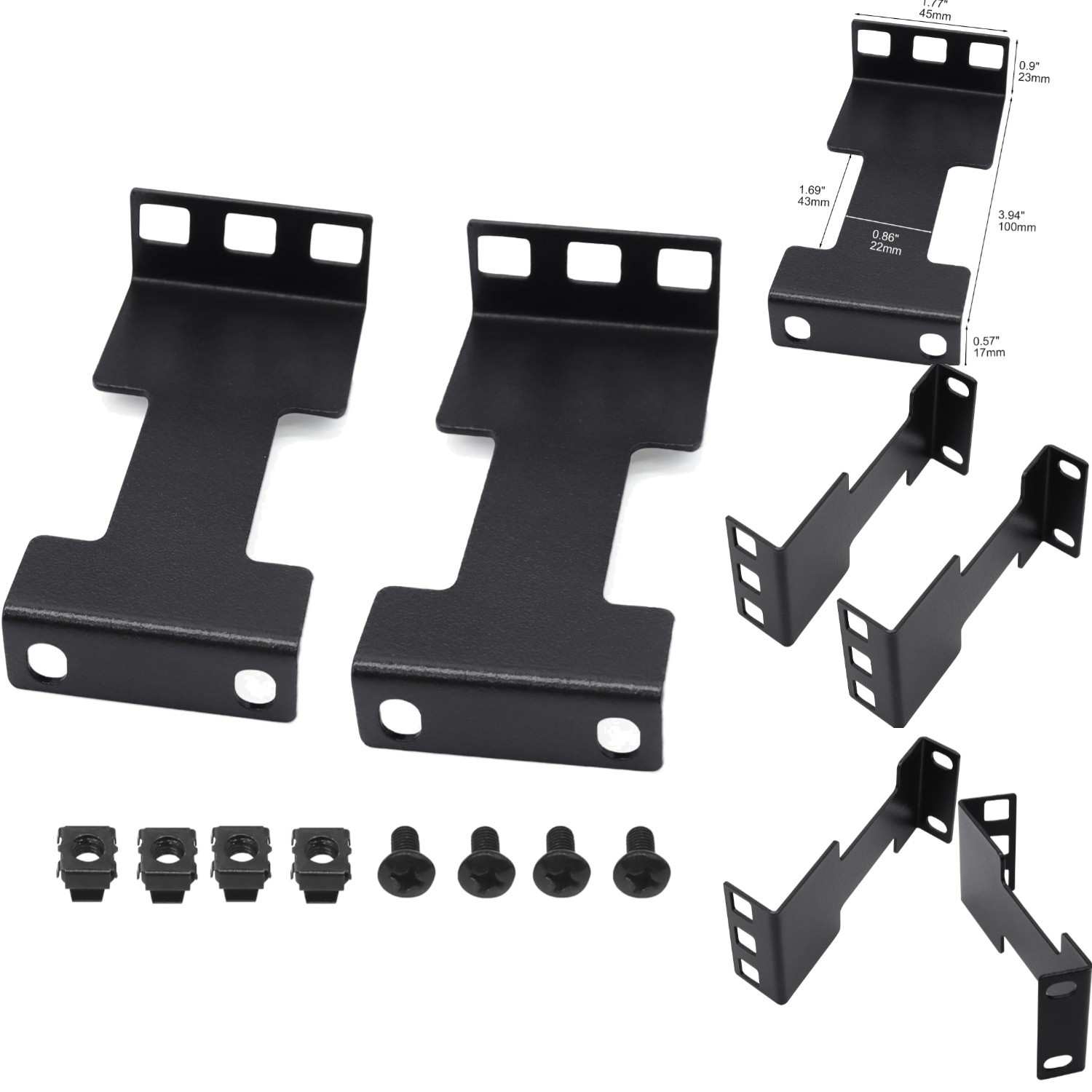 2-Pack 1U Rack Mount Extenders with Enhanced Thermal Performance - Carbon Steel