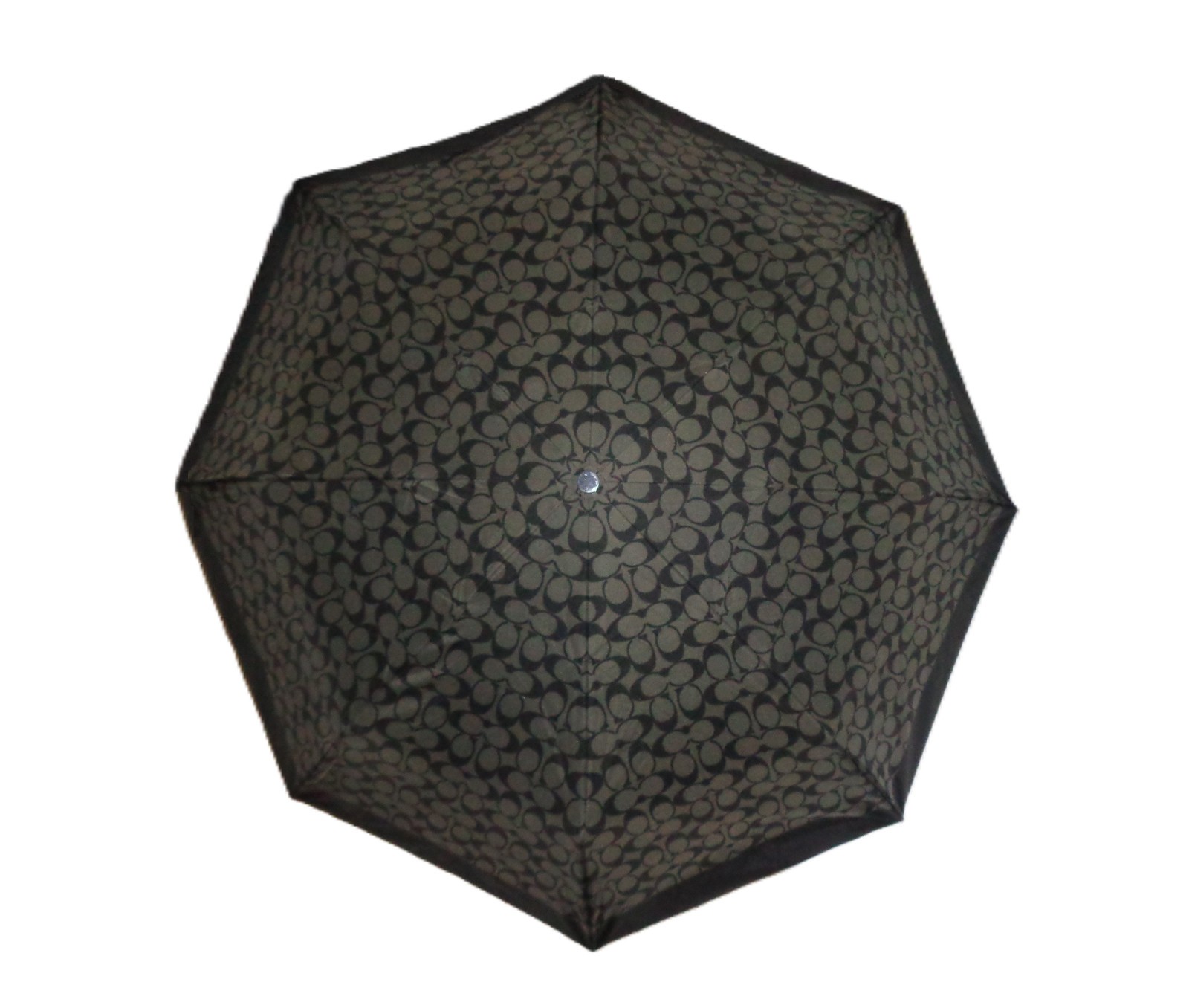 COACH Signature C Logo Automatic Botton Folding Compact Umbrella Gray/Black