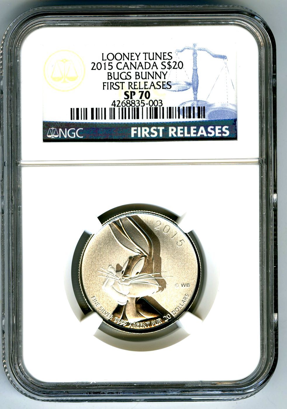 2015 1/4 OZ CANADA $20 SILVER LOONEY TUNES BUGS BUNNY NGC SP70 FIRST RELEASES