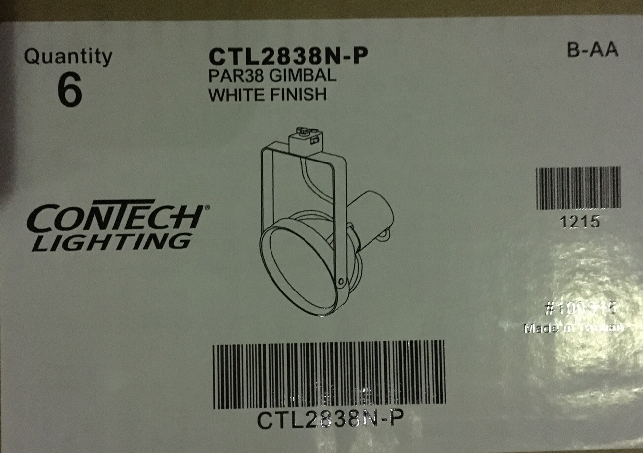 6 New Contech Lighting PAR38 Gimbal CTL2838N-P Track Light Fixtures White