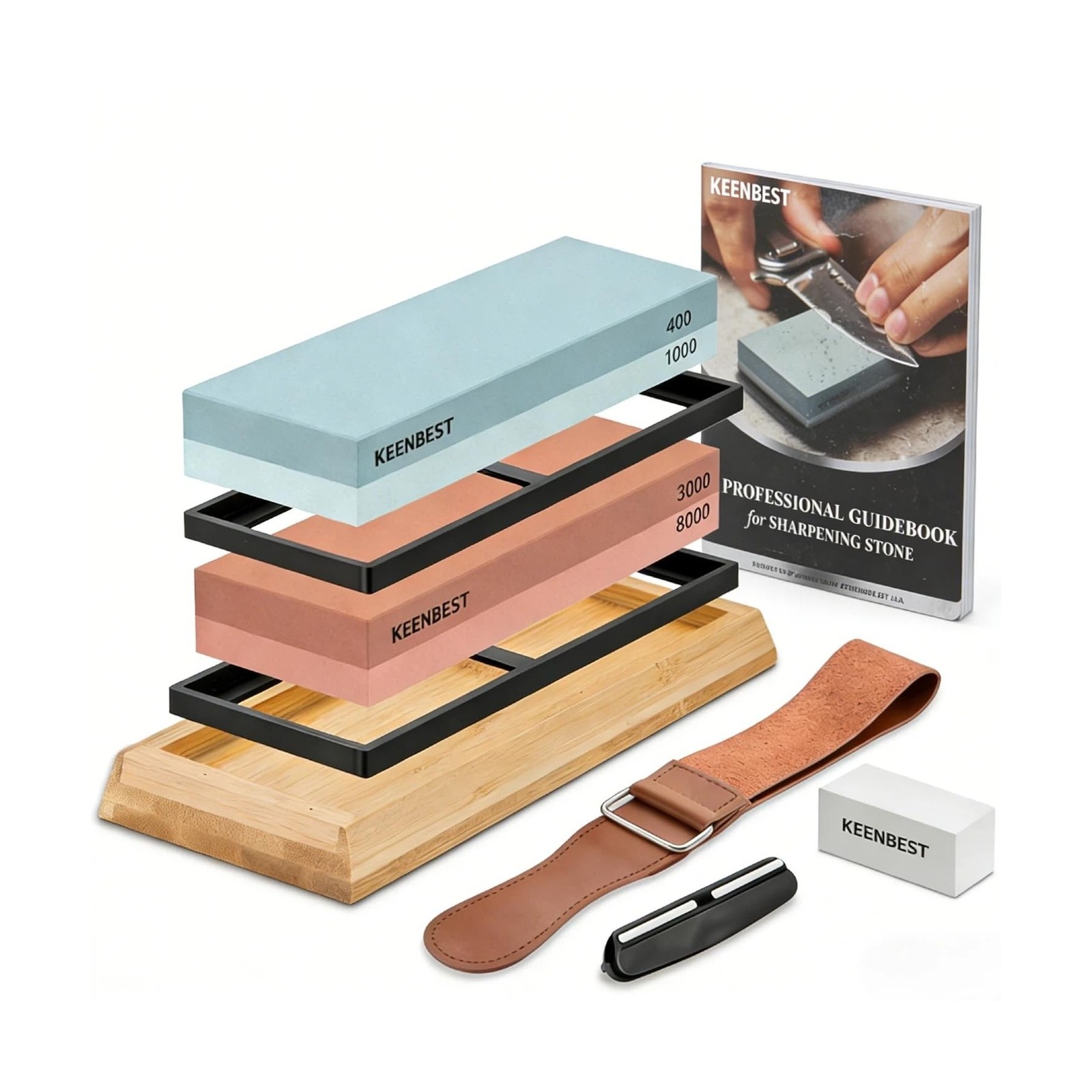KEENBEST Actual Grit Premium Material Whetstone Set 2 Side Grit... USA Fast Ship