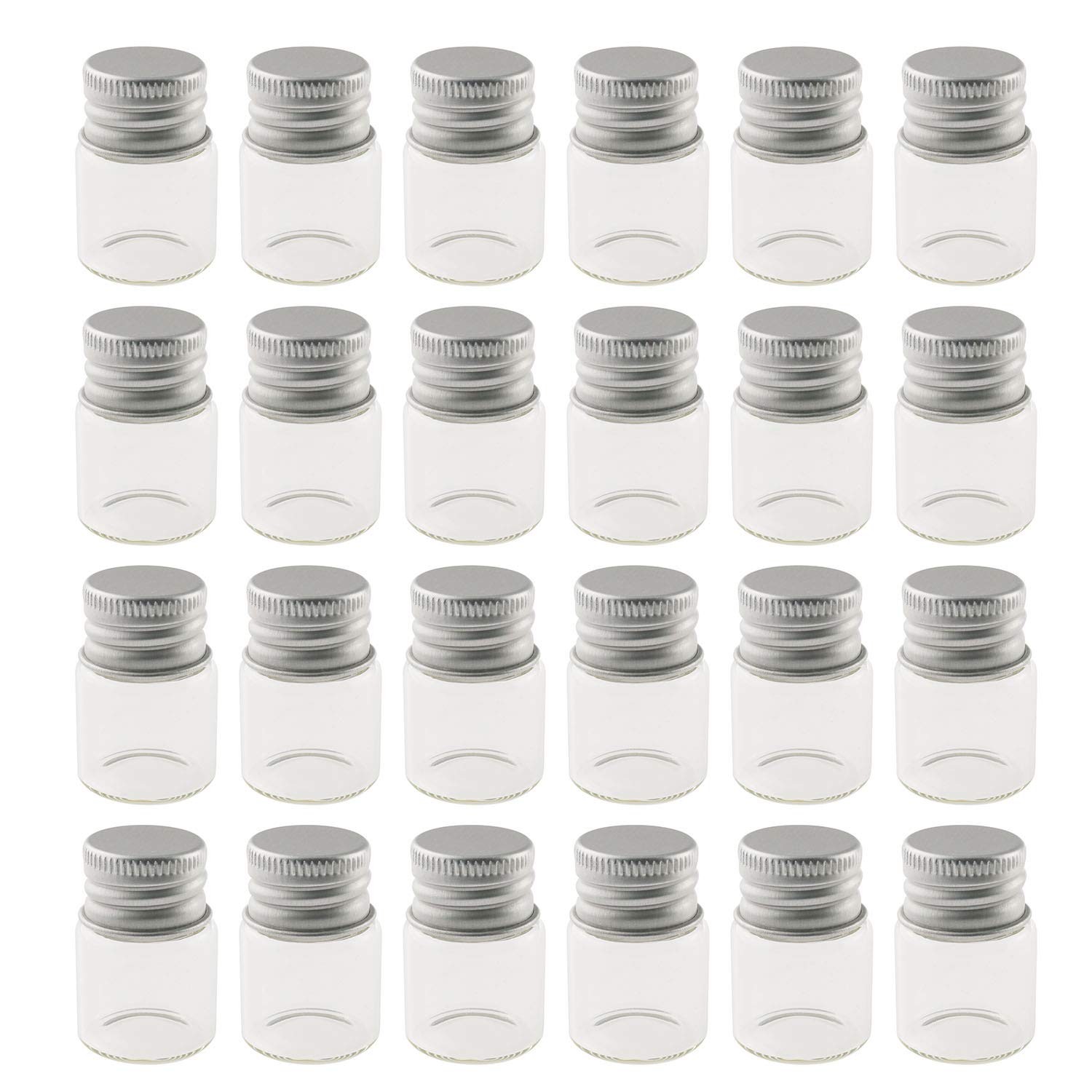 Sample Vial 24PCS 5ml Clear Glass Bottles Wishing Bottle Empty Jar with Alumi...