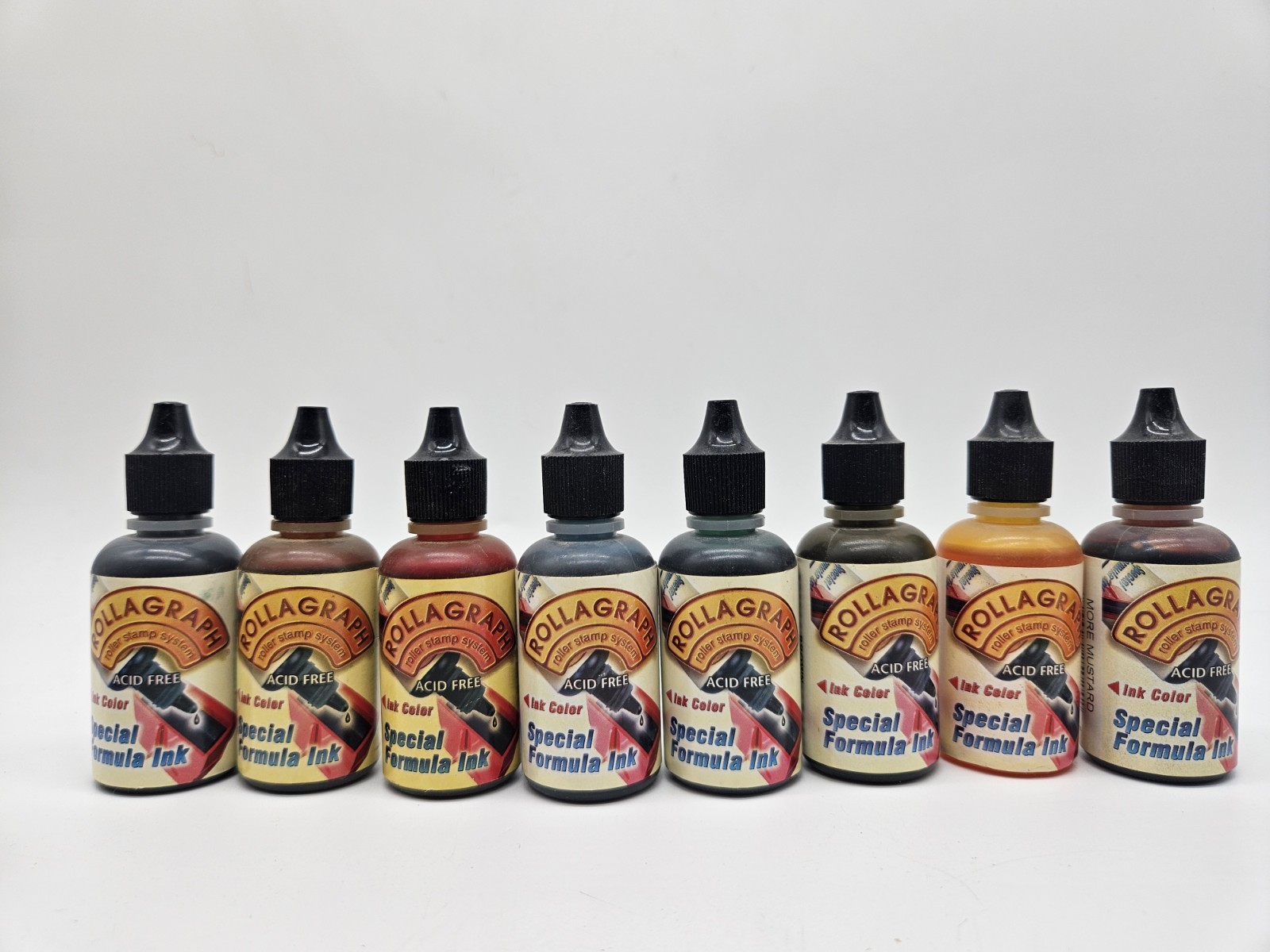 Rollagraph Ink Lot Of 8 Special Formula Roller Stamp System Acid Free Arts Craft